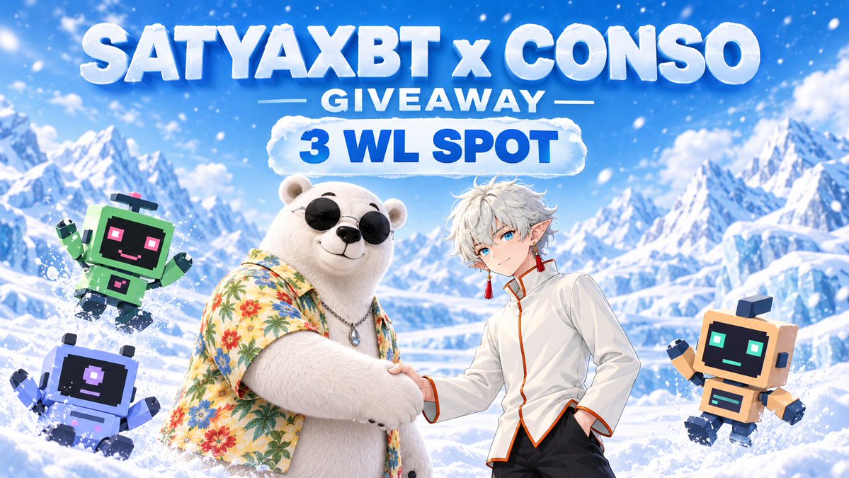 satyaXBT's tweet photo. CONSO BOTS WL SPOT

got some spots from @Conso_xyz team to share with you guys

- chain: sui
- supply: tba

how to join:
- follow @Conso_xyz &amp; @satyaXBT
- drop your sui wallet address
- tag 2 friends

good luck! https://t.co/F1Z08A62rO