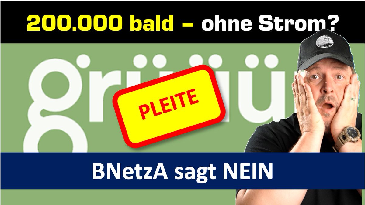 OutdoorChiemga's tweet photo. 200.000 bald ohne Strom? - Grüüün Strom beendet Lieferung - Erneuerbare am Ende? https://t.co/pMs297oVXH
Haben 200.000 bald keinen Strom mehr? Grüüün Strom gibt auf und beendet Lieferung zum 31.10. Doch die BNetzA sagt Nein, so nicht. Sind die Erneuerbaren gescheitert? https://t.co/wRSDxE7cE0