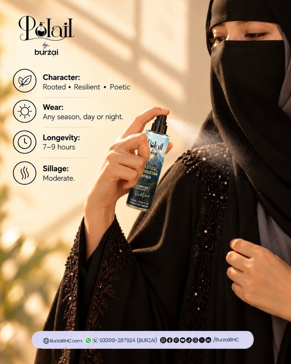 BurzaiBHC's tweet photo. Khpal Waziristan Women πΈ A Fragrance Rooted in Character.
Earthy, warm, and distinctive, with 12β15 hours of longevity. A signature scent for every season and every occasion.
π 03399-287924 (BURZAI)
π https://t.co/7EN1FIZ3P6
#Burzai #Polail #KhpalWaziristan #RaziaMahsood https://t.co/hS5umLcq0G