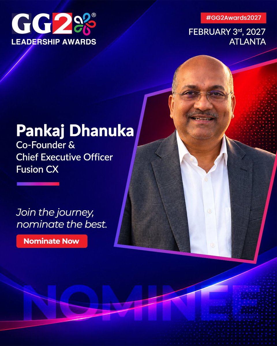 GG2_Awards_'s tweet photo. Pankaj Dhanuka, Co-Founder &amp; CEO of Fusion CX, is a nominee for the GG2 Leadership Awards 2027!

Know a leader making a difference?
Nominate now: https://t.co/nyyw3WJqaM

#GG2Awards2027 @fusion_cx https://t.co/36uSMOjy0q