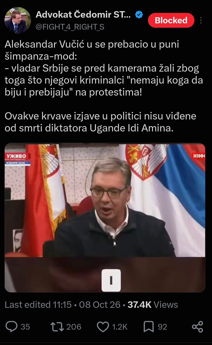 simon_w_helper's tweet photo. - Kritika na račun Vučića 1.200 lajkova
- Napad na plaćenu grupu studenata u I.Sarajevu 1.500 lajkova

Većina Srbije se ne bori da pobedi Vučića.
Bori se da što više dehumanizuje sve Srbe iz Republike Srpske.

Brojke su jasne.
⬇️ https://t.co/G6yiFgsUOT