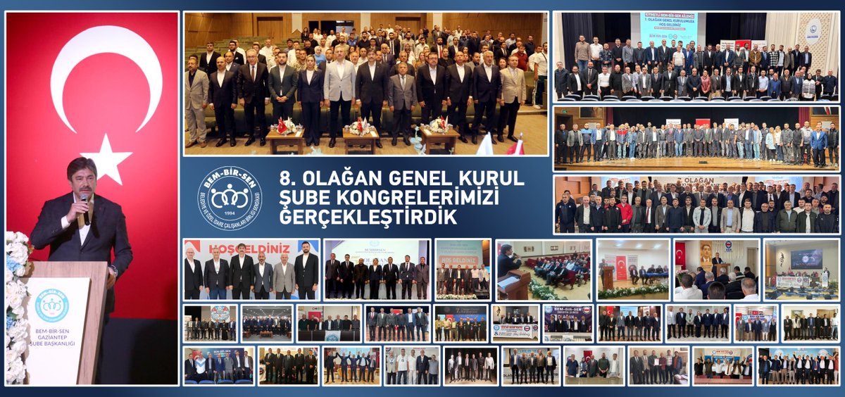 Bem_Bir_Sen's tweet photo. BEM-BİR-SEN ŞUBE GENEL KURULLARIMIZI BİRLİK VE BERABERLİK İÇERİSİNDE GERÇEKLEŞTİRDİK

32 yıldır hak ve emek mücadelesinin kararlı savunucusu, 21 yıldır Genel Yetkili Sendika olarak yerel yönetim çalışanlarımızın gür sesi olan BEM-BİR-SEN’imiz, 8. Olağan Genel Kurul sürecini birlik, beraberlik ve kardeşlik iklimi içerisinde sürdürüyor.

Şube Genel Kurullarımız; teşkilatımızın güçlü iradesinin, sendikal mücadelemize duyulan güvenin ve ortak mücadele azmimizin bir kez daha ortaya konulduğu anlamlı buluşmalar oldu.

Heyecan ve coşkunun hâkim olduğu genel kurullarımızda teşkilatımızın fedakâr mensuplarıyla bir araya geldik; bugüne kadar ortaya koyduğumuz mücadeleyi değerlendirdik, geleceğe dair hedeflerimizi ve kararlılığımızı bir kez daha ortaya koyduk.
Genel kurullarımızda güven tazeleyen ve göreve yeni seçilen Şube Başkanlarımız ile Yönetim
Kurullarımızın yanı sıra Denetim, Disiplin ve Üst Kurul Delegelerimizi tebrik ediyoruz.
Görevi devreden Başkanlarımıza da gayret ve fedakarlıkları için teşekkür ederiz.

Birliğimiz gücümüz, teşkilatımız mücadelemizin teminatıdır.

Büyük BEM-BİR-SEN Ailesi olarak hak, emek ve adalet mücadelemizi aynı kararlılık ve azimle sürdüreceğiz.

#BemBirSen #8OlağanGenelKurul

⤵️
https://t.co/x8PJj8876I