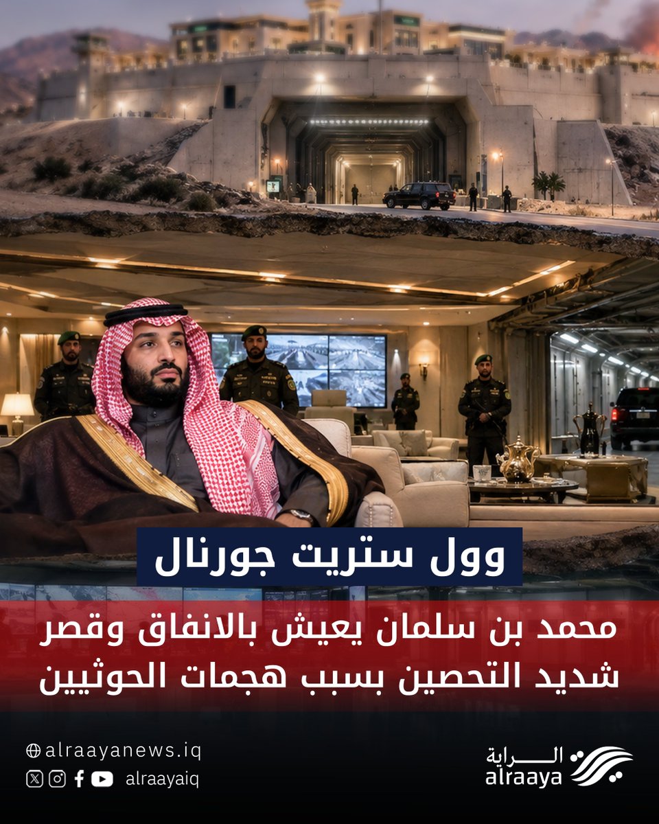 allrayah1's tweet photo. 🟥 وفقاً للتقرير الصحفي تأتي هذه الإجراءات الأمنية المكثفة والاحترازية لمحمد بن سلمان نتيجة لتكثيف الهجمات الصاروخية والطائرات المسيرة التي يشنها الحوثيون من اليمن، واستهدافهم مواقع استراتيجية وحيوية https://t.co/LPE6D4tw3v