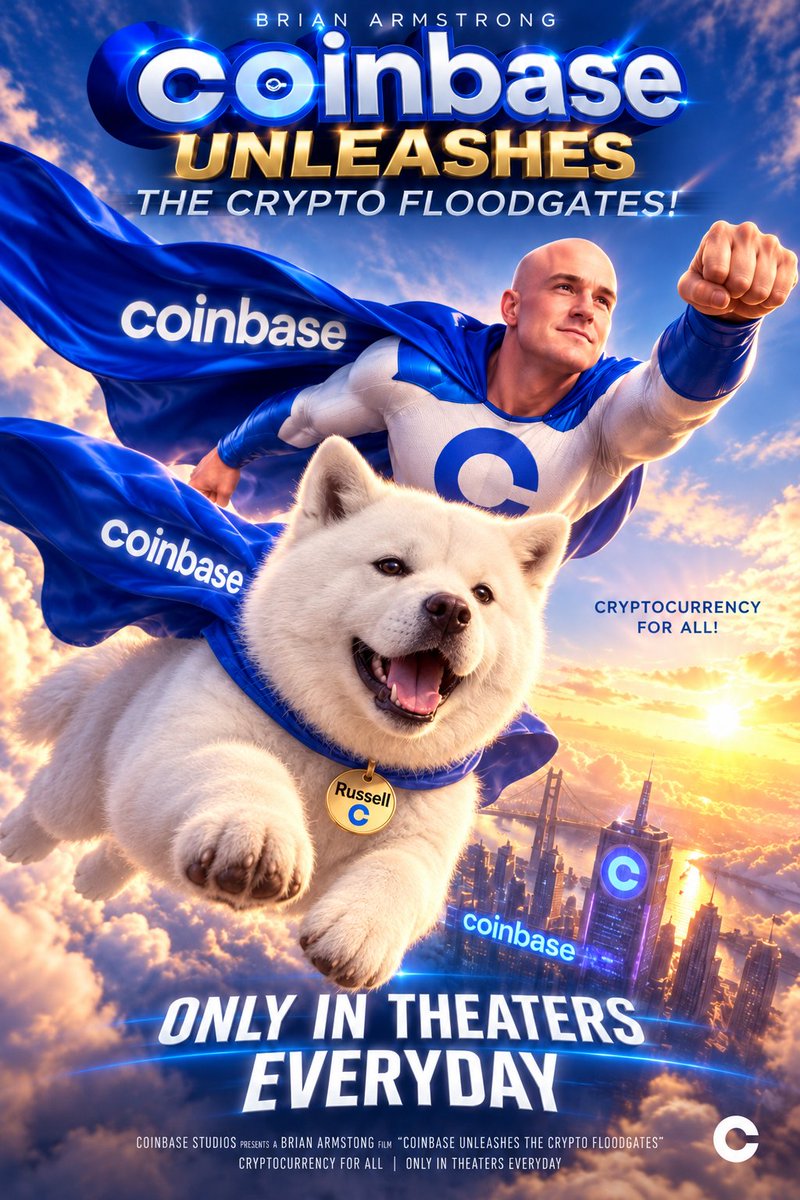RussellDogCTO's tweet photo. It’s a great day to save the day and build on Base. Especially with your dad @brian_armstrong 

@base @coinbase @CoinbaseWallet https://t.co/q8em7sCUIQ