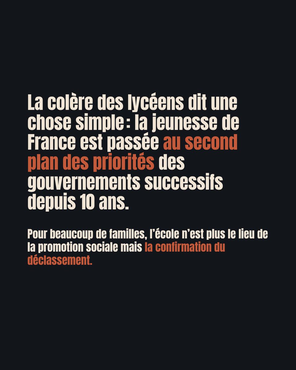 fhollande's tweet photo. Le jeunesse est le projet, l’école est la priorité. Ils sont dans la rue. Ils bloquent leurs lycées, ils interpellent, ils s’impatientent. 

Retrouvez l'article ici : https://t.co/6oY7omfBL2 https://t.co/2O5L6NH1Gj