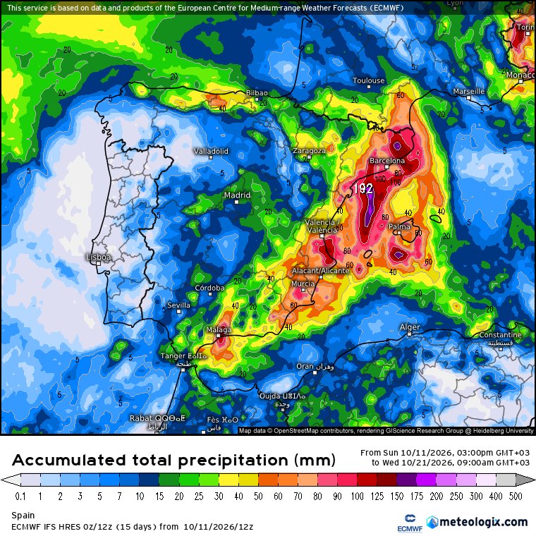 globerourdiales's tweet photo. Habrá que vigilar⛈️ todo el área mediterránea, desde Cabo de Creus hasta el Estrecho de Gibraltar, incluidas Baleares. Los acumulados cambian con cada pasada como es normal. El índice de pronóstico extremo (EFI) para la precipitación ya dá pistas de la importancia del episodio https://t.co/1yrHXsvEV9