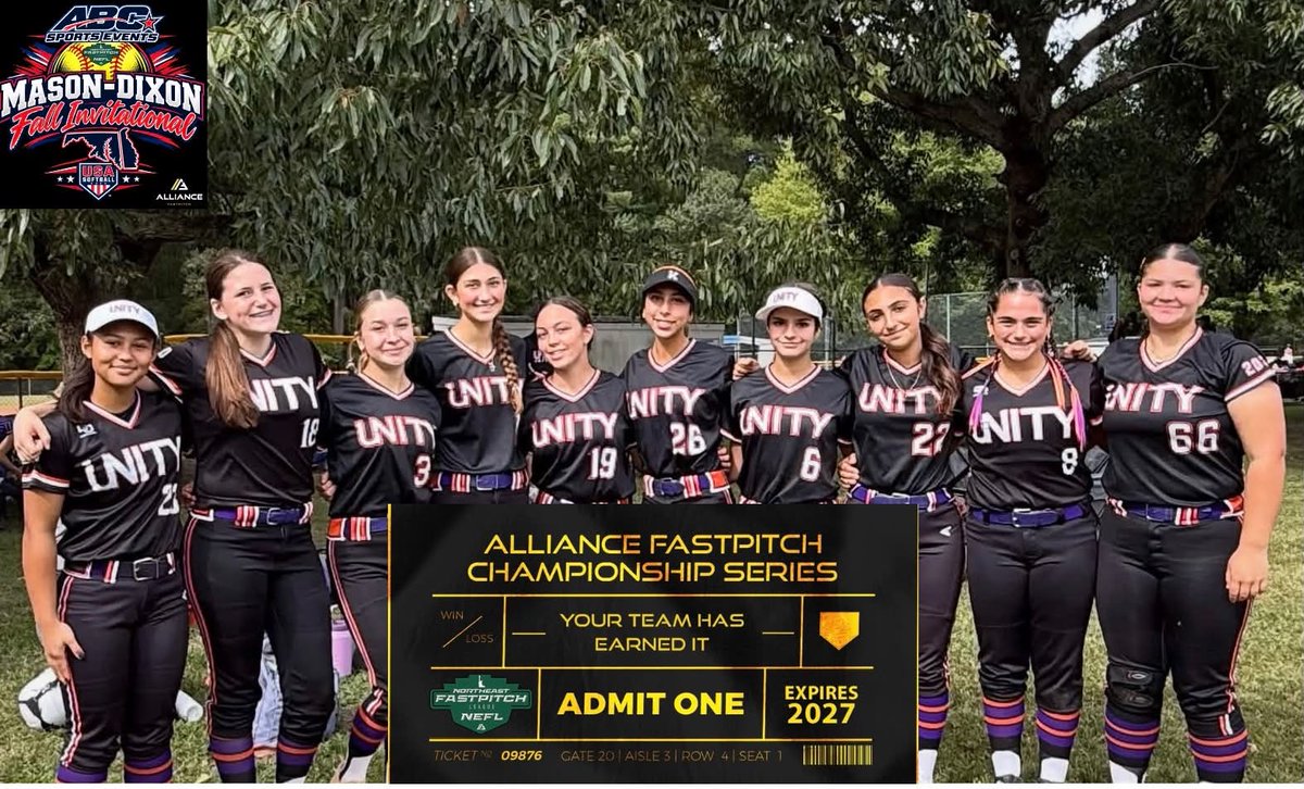 NEFLfastpitch's tweet photo. Tickets punched! NJ Batbusters Torres (3–0) and Unity Marchiano (2–0–1) earned 14U AFCS berths at Mason Dixon. Skylar Hunt hit the deciding 3-run HR; Unity’s pitchers combined for 11 scoreless innings.*

*Team GameChanger scorebooks.
#NEFL #AFCS https://t.co/QLVRnGVRgv