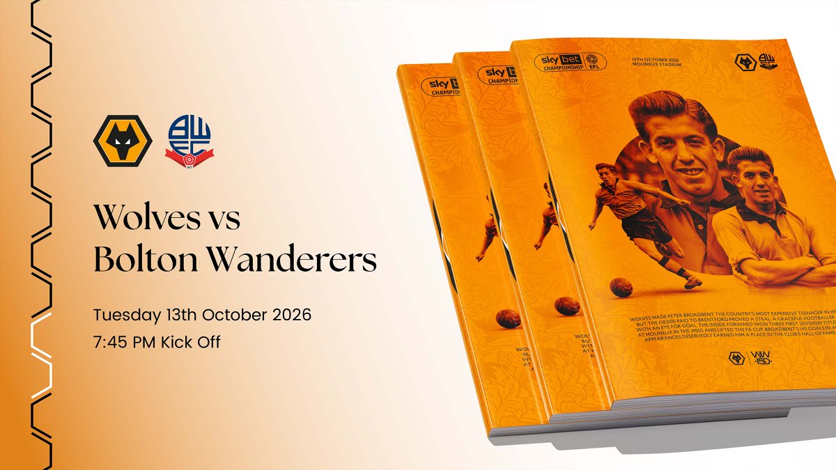 WolvesHelp's tweet photo. The matchday programme for this evening's Sky Bet Championship fixture against Bolton Wanderers will be available around the ground for £4 📙 https://t.co/3Lfv1fpj13