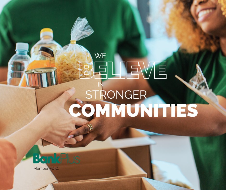 BankPlus's tweet photo. Giving back is at the heart of what we do. Whether it's volunteering time or supporting local initiatives, we believe in stronger communities. https://t.co/Aw1zwJh3tZ https://t.co/31SVPlhteb