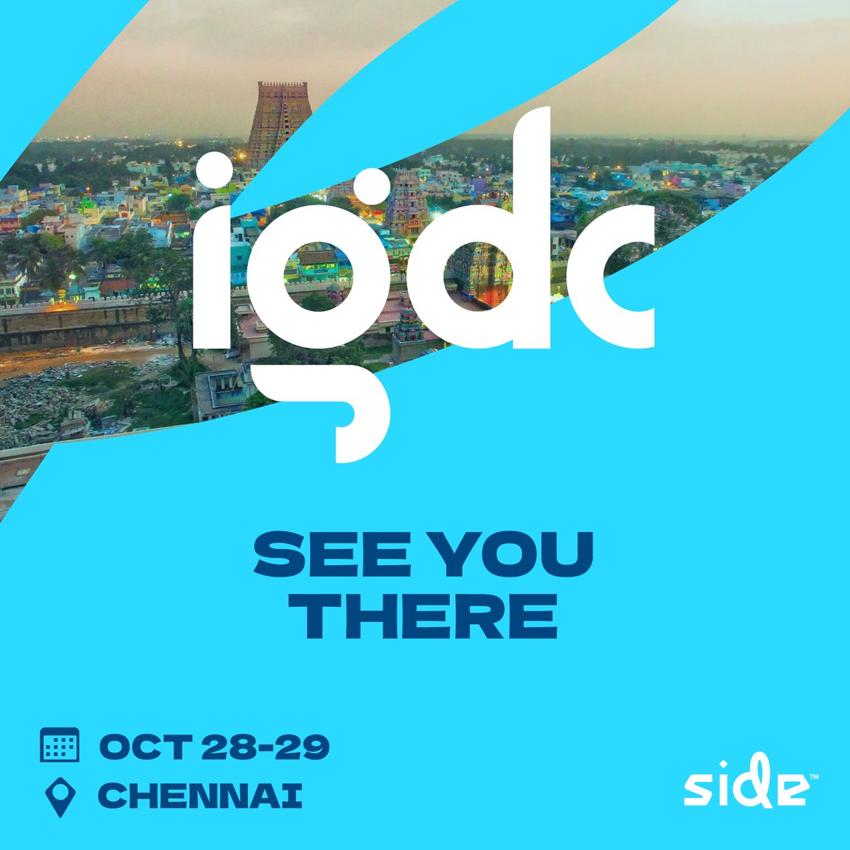 SideGlobal's tweet photo. We're heading to #IGDC2026! 🎮🇮🇳

Join Side's Sree Raghavendra and Srinivas Polisetti in Chennai, 28–29 October, as we connect with India's game development community.

Attending? We'd love to meet you!

👉https://t.co/K8hHghLYQf

#GameDevelopment #IGDC https://t.co/kA3ABGxmvc
