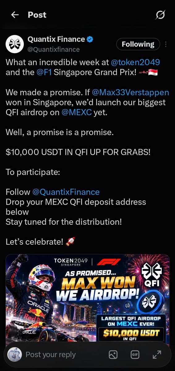AbdulsamodAlaro's tweet photo. @Quantixfinance @token2049 @F1 @Max33Verstappen @MEXC TRbXNXVRzrvU6EPC33iMBJa71HBVJE7CPQ https://t.co/KzTlH59NSF