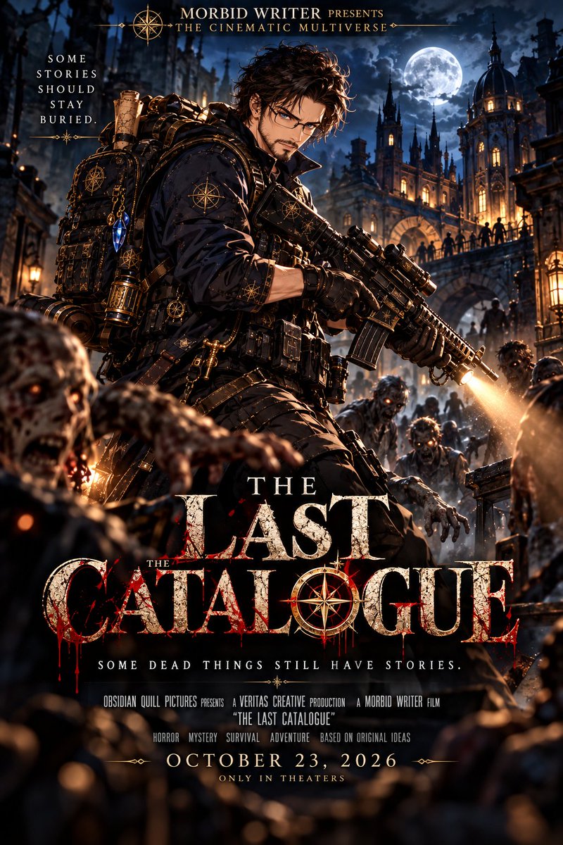 MorbidWriter26's tweet photo. MORBID WRITER PRESENTS: THE CINEMATIC MULTIVERSE
A new prompt series inspired by @_a5_s_ prompt
12 poster across 12 genres.
1. THE DEAD KNOW YOUR NAME
#MorbidWriter #TheCinematicMultiverse #TheLastCatalogue #ZombieHorror #ZombieApocalypse #SurvivalHorror #HorrorCommunity #PostApocalyptic #CinematicArt #MoviePosterArt #ConceptArt #HorrorFiction #IndieAuthor #Storytelling #DigitalIllustration