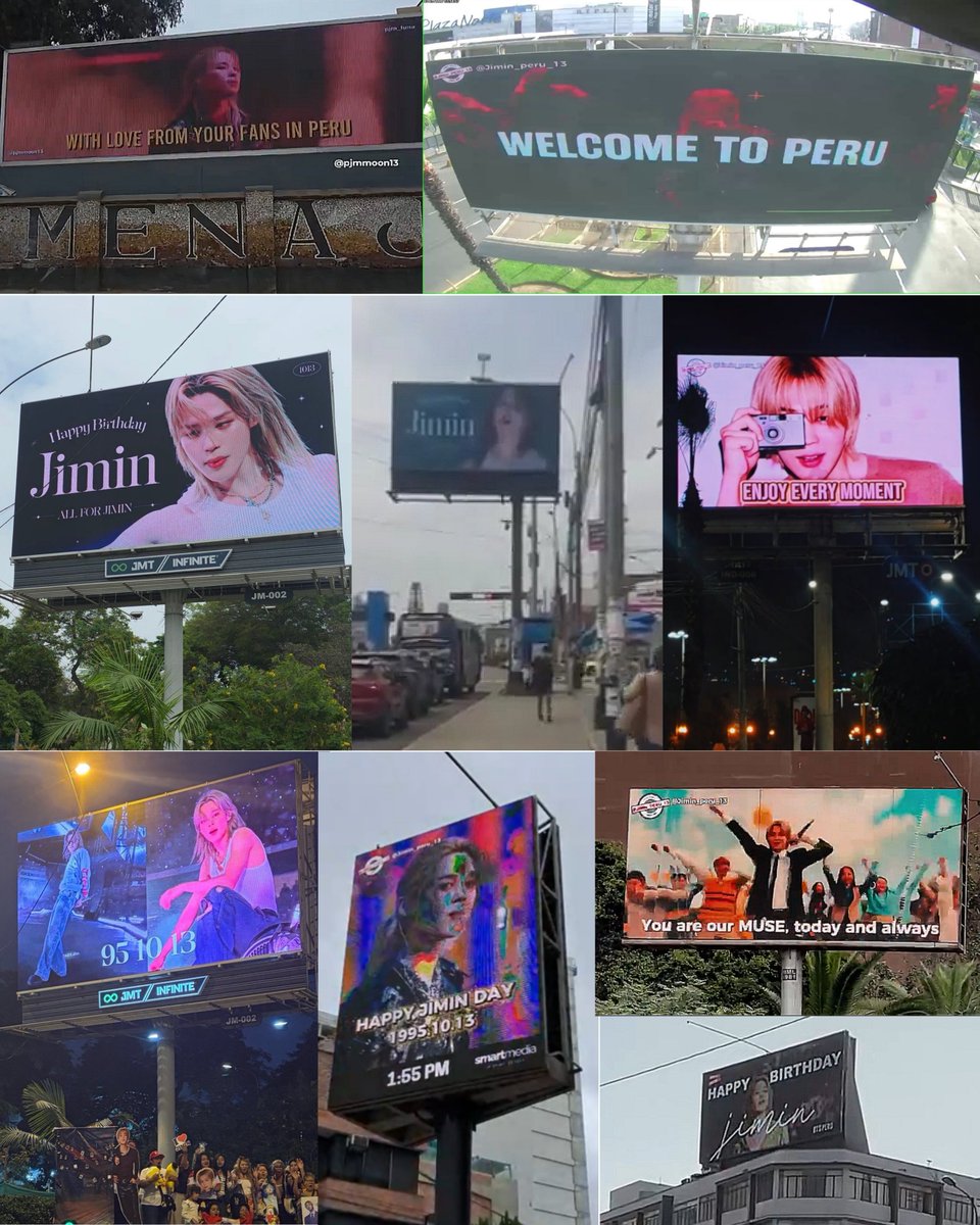 musedreams's tweet photo. thank you peru for showing so much love and basically turning into jiminland! from an entire wrapped train, to billboards, a drone show, paragliders, trucks, street banners, doll, concert banners/hats and singing hbd at all three dates! https://t.co/VNLnXqHa1e