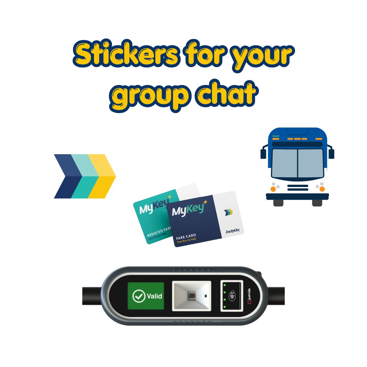 IndyGoBus's tweet photo. Does your group chat need more (and cooler) stickers? We've got you covered, just like MyKey+! 

🚌 Download the app or grab a physical card from the CTC to get started riding Indy in style: https://t.co/eqqWfqQoQr https://t.co/9JD3vDaFKs
