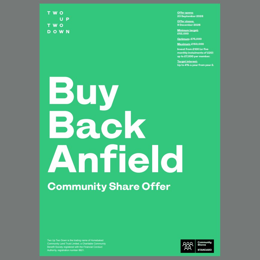 ComShares's tweet photo. 🏠New share offer from Two Up Two Down in #Liverpool for community led housing to 'Buy Back #Anfield, Brick By Brick'!  

🧱Check them out here - https://t.co/WY1taX4Bkd https://t.co/qPYHhGI3r0