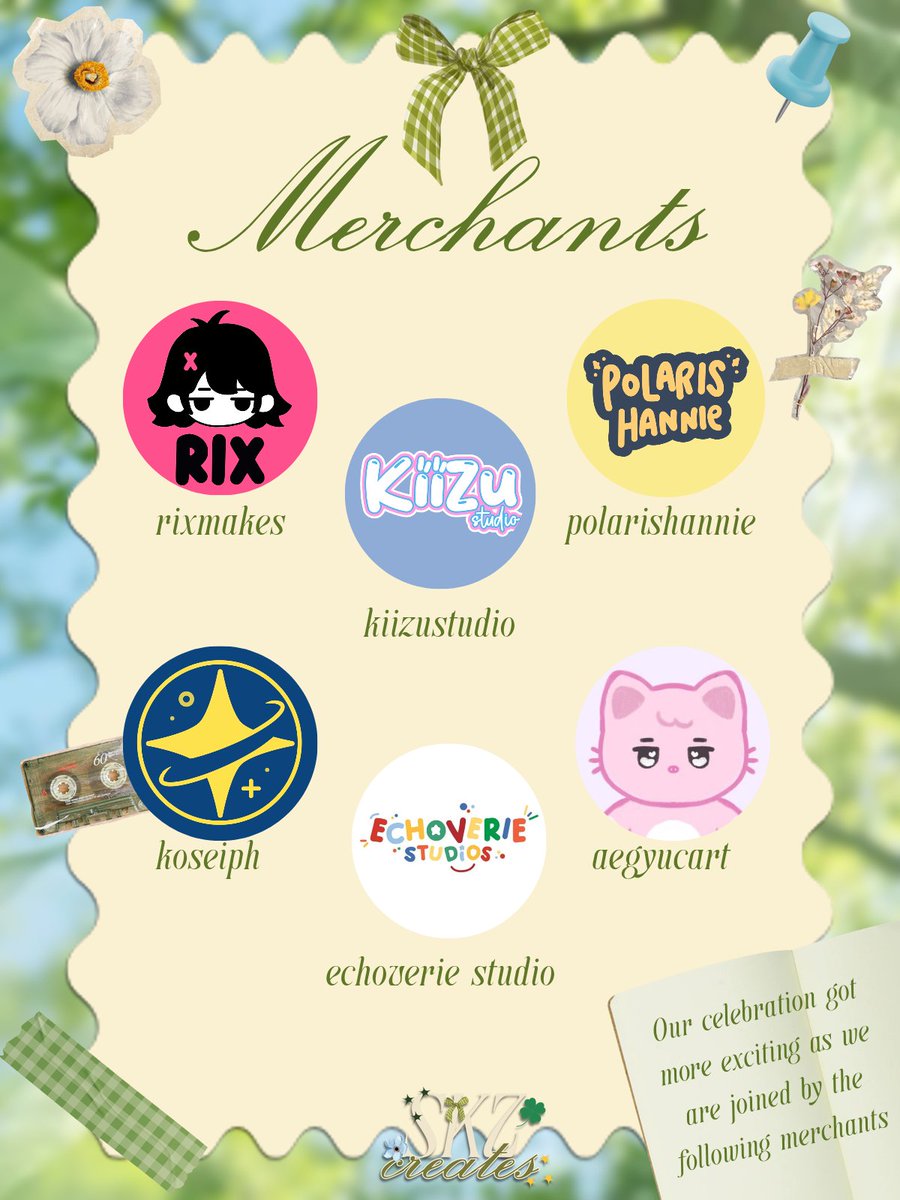 SKZCREATES's tweet photo. 𝐌𝐄𝐑𝐂𝐇𝐀𝐍𝐓 𝐑𝐎𝐋𝐋

Meet the lovely merchants joining celebration! 🧺💛 

Don’t forget to drop by, explore their finds, and show them some love!

See you! 🌷✨ https://t.co/LgtvRyBRS0