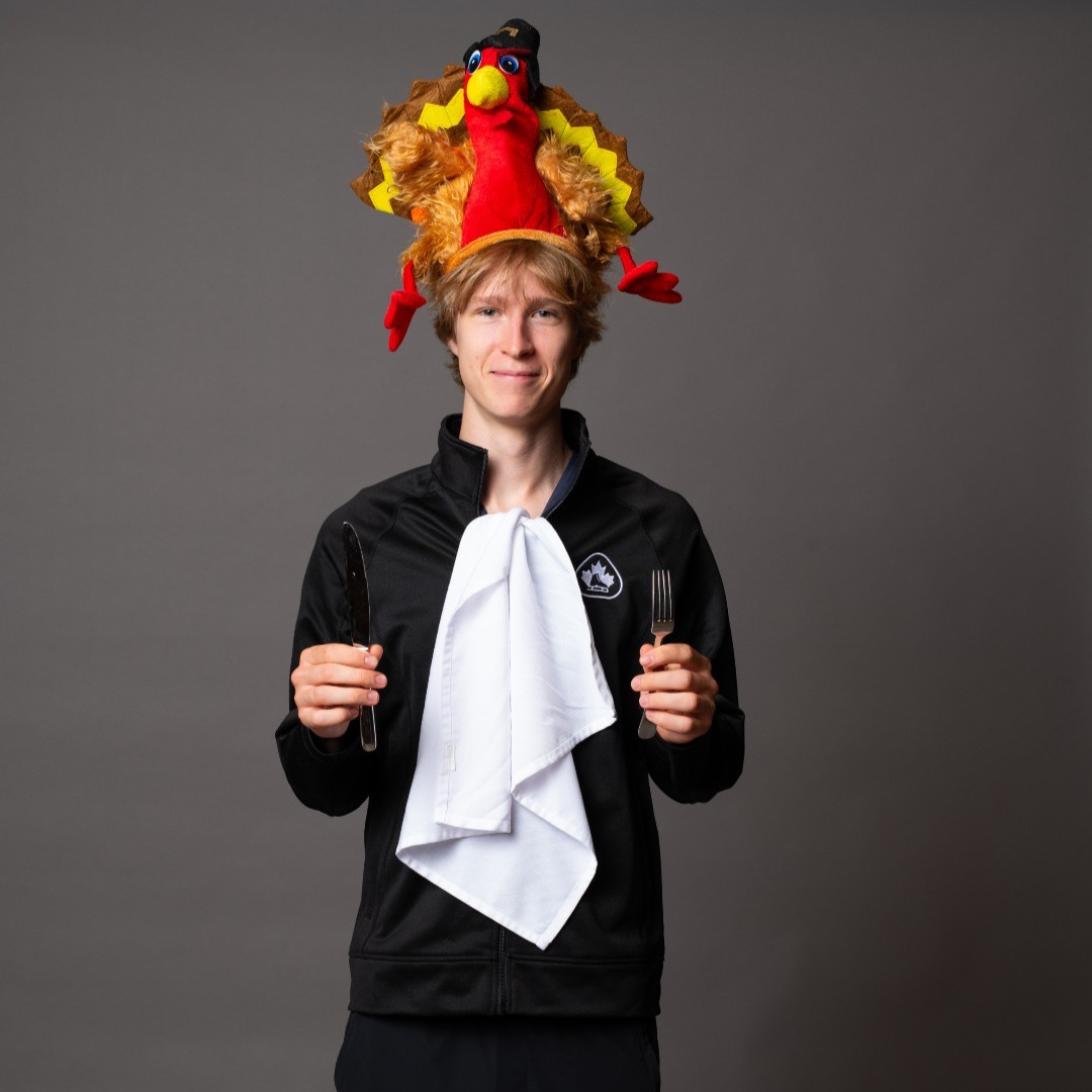 SkateCanada's tweet photo. How we're pulling up to dinner tonight 🍽️ 

Happy Thanksgiving to our Canadian skating community! 🧡 https://t.co/cEoeP1E0bY