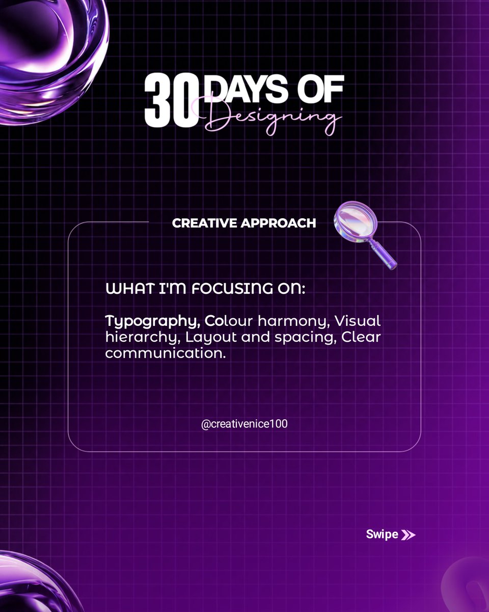 creativenice100's tweet photo. Day 01/30 
30 DAYS. 30 DESIGNS. A BETTER ME.
Every day is an opportunity to practise, discover something new, and become a more intentional designer.
Follow my journey from Day 1 to Day 30! https://t.co/8Fgn6oBUoW