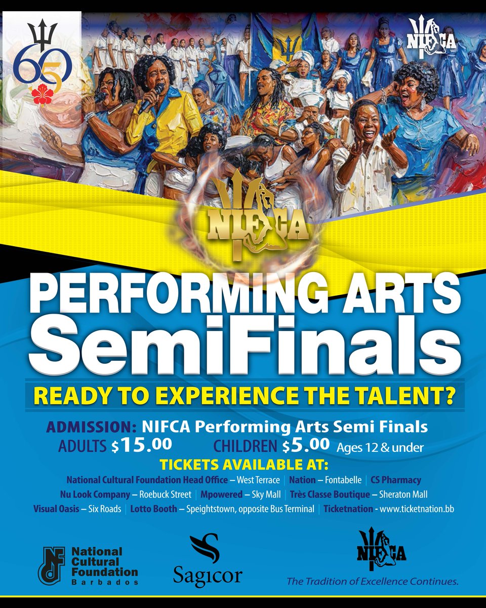 NCFBarbados's tweet photo. Join us for another NIFCA weekend!

Music takes the spotlight on Friday; Saturday features a mix of Music, Dance, and Theatre; and Sunday features Dance and Theatre.

⚠️ Due to the competitive nature of the event, children under 3 will not be admitted. https://t.co/HWRL4ogDsi