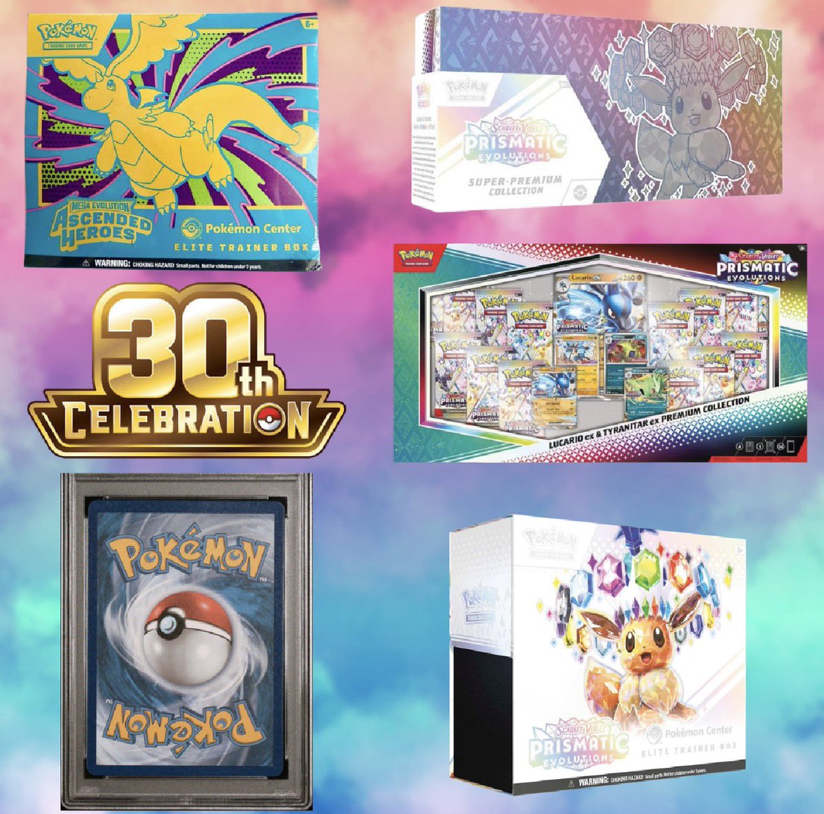 Catscollecttcg's tweet photo. OUR FINAL WEDDING FUND IS HERE AND IT IS A BIG ONE!

Good luck everyone!

Ascended heroes ETB (PKC) - has small ding
Prismatic SPC
STACK OF 30th Cards
Prismatic Lucario &amp; Tyranitar box
Mystery slab (10)
Prismatic ETB! 

https://t.co/YhvbLBANUp https://t.co/WHf6jndbkT