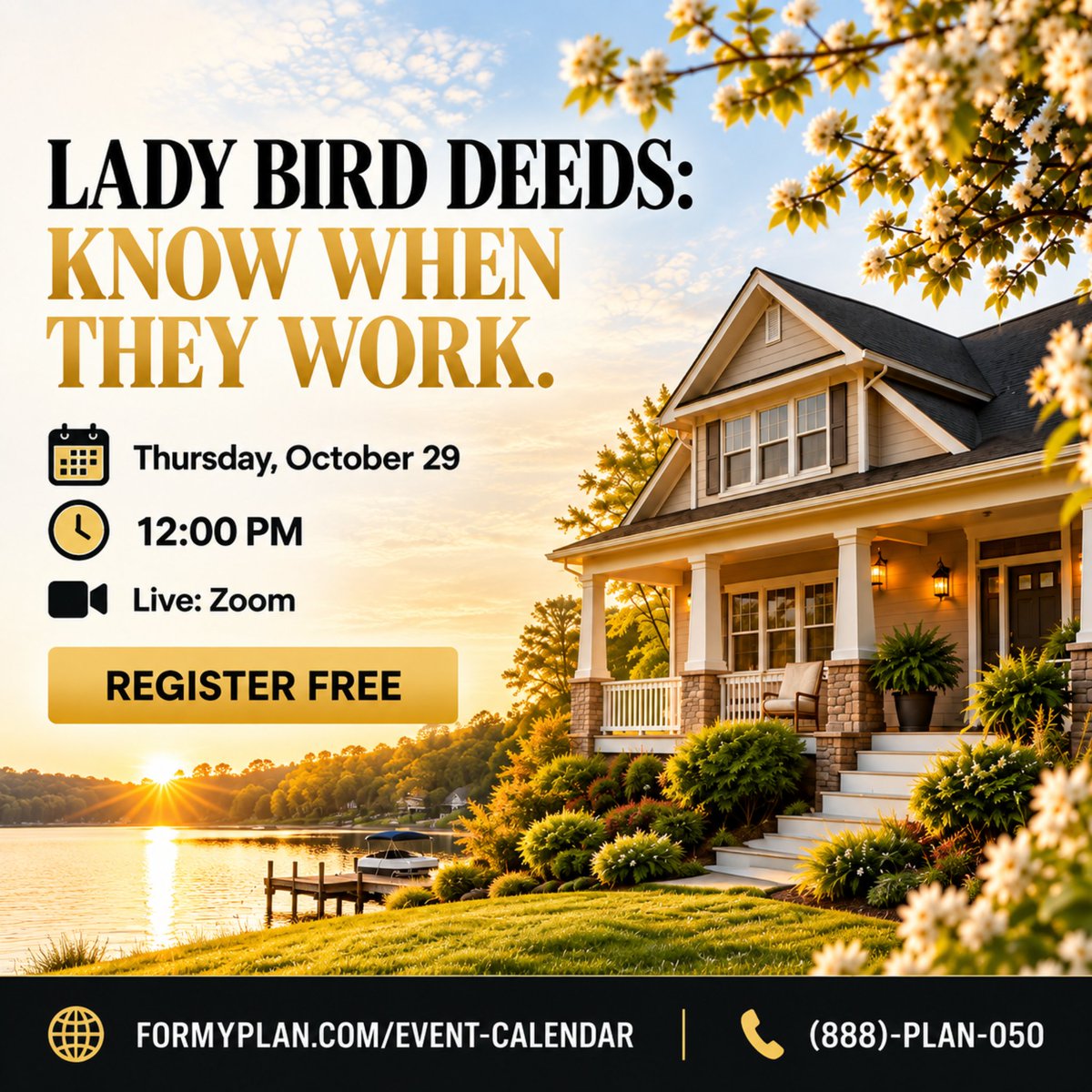 EstateElderPC's tweet photo. Your home is too important for an estate planning decision based on something you heard secondhand.

Have questions about Lady Bird Deeds? Join our free webinar.

Oct. 29 | 12 PM ET | Zoom
https://t.co/vHaCVZIZcz

#LadyBirdDeed https://t.co/M038pXE1mh