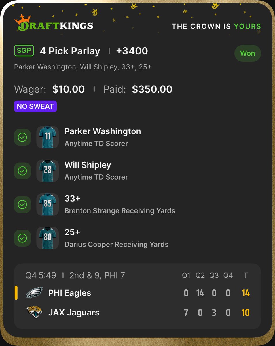 nick_hacko's tweet photo. NFL Sunday 🦠👊
(+830) ✅ 
(+1760) ✅ 💎 
(+3400) ✅ 💎 
+14.2U (33.1 NFL ‘26-27) 
In @BlueprintLLC_ for freeski always https://t.co/zw28yRH0HA