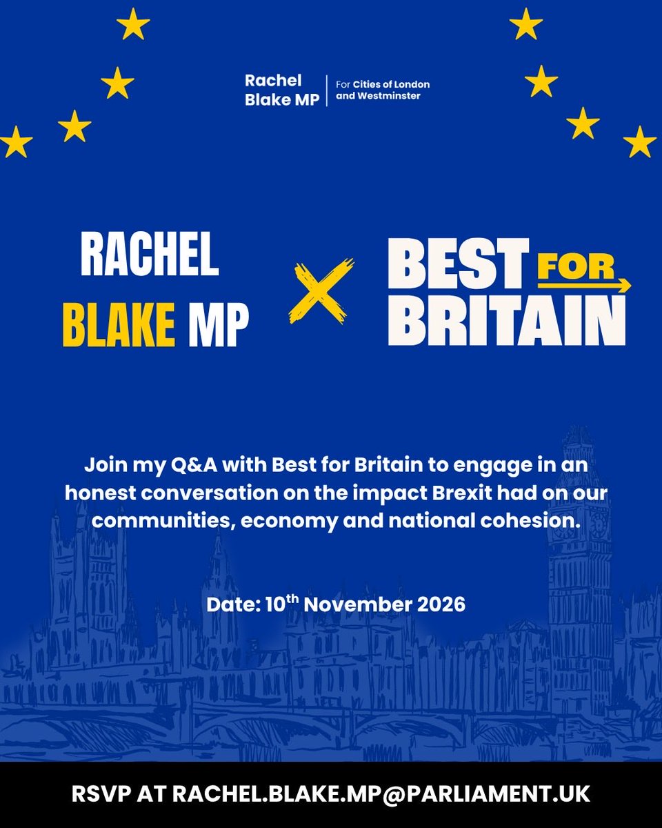 RNBlake's tweet photo. Our national conversation about Britian requires a serious conversation on our relationship with the EU.

Join my Q&amp;A with @BestForBritain to engage in an honest conversation on the impact Brexit had on our communities, economy and national cohesion. https://t.co/Sd0ImuKkOG