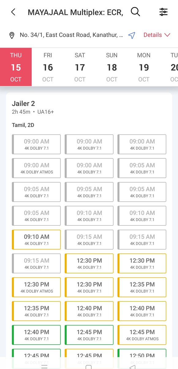 yetuyegambaram's tweet photo. With all theatres near ECR and OMR going full, the not so preferred Mayajaal has picked up beautifully today and the show count has been increased to 80 🔥🔥🔥💥💥💥
#Jailer2 https://t.co/D4lEQbtwJr