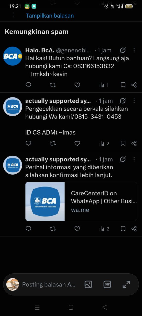 cembok260383's tweet photo. @tetsurosx @HaloBCA Awas jangan dihubungi no WA 👇 
Akun palsu 👇 
Akun anjing penipuan 👇 https://t.co/5gmKYbgjmf