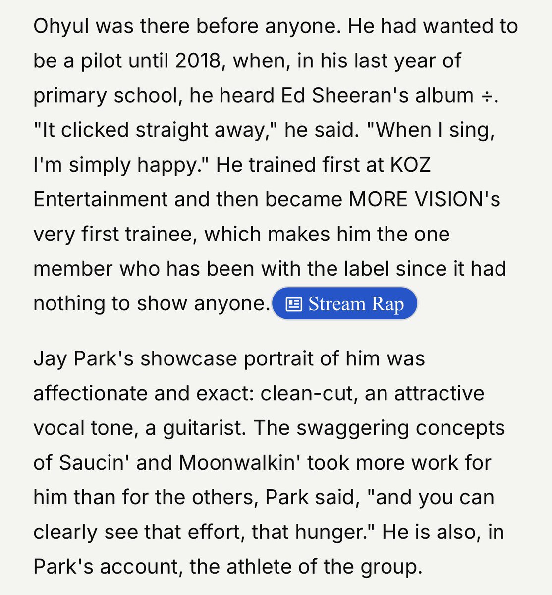 dari__ohyul's tweet photo. 💻 WFO | Wow Fakta Ohyul

🐈‍⬛ Ohyul itu trainee pertama di More Vision. Sebelumnya, Ohyul jadi trainee di KOZ Entertainment
🐈‍⬛ Cita-citanya jadi pilot sampai dengerin album Ed Sheeran yang ÷ (Divide). Ohyul ngerasa happy waktu nyanyi🥺
🐈‍⬛ Menurut Jay Park DPN, Ohyul punya vocal tone yang menarik dan seorang gitaris
🐈‍⬛ Ohyul butuh proses yang lebih panjang untuk lagu Saucin’ dan Moonwalkin’. Tapi, effort dan ambisinya bener-bener kelihatan dari situ
🐈‍⬛ Ohyul adalah atlet di LNGSHOT😆☝🏼

#OHYUL #오율 #LNGSHOT #롱샷
