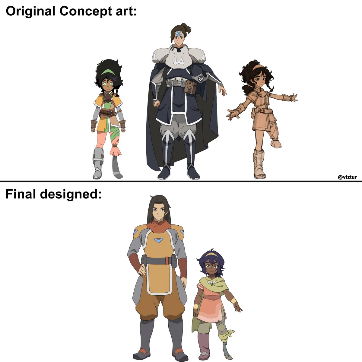 viztur's tweet photo. Pavi and Jae original vs final design https://t.co/71yYg1zyd6