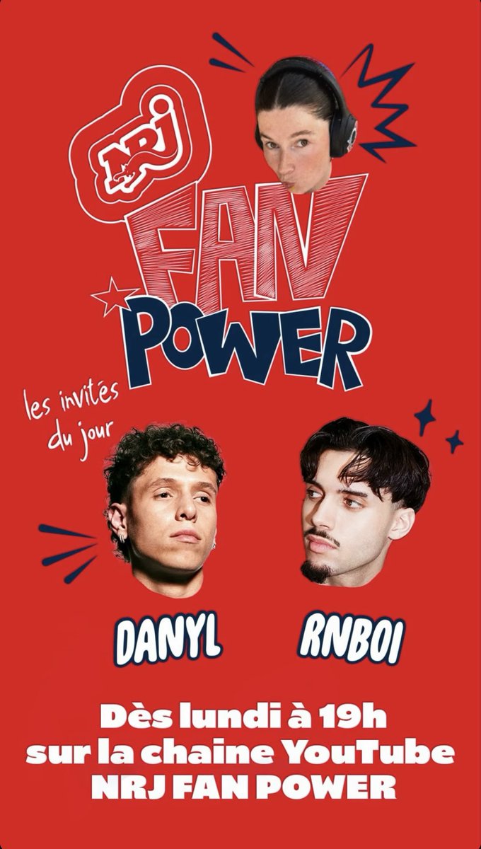 rnboiupdates's tweet photo. Danyl et Rnboi à 19h sur la chaîne YouTube NRJ Fan Power !! Ne ratez pas ça !! https://t.co/4tNhdbhl2s