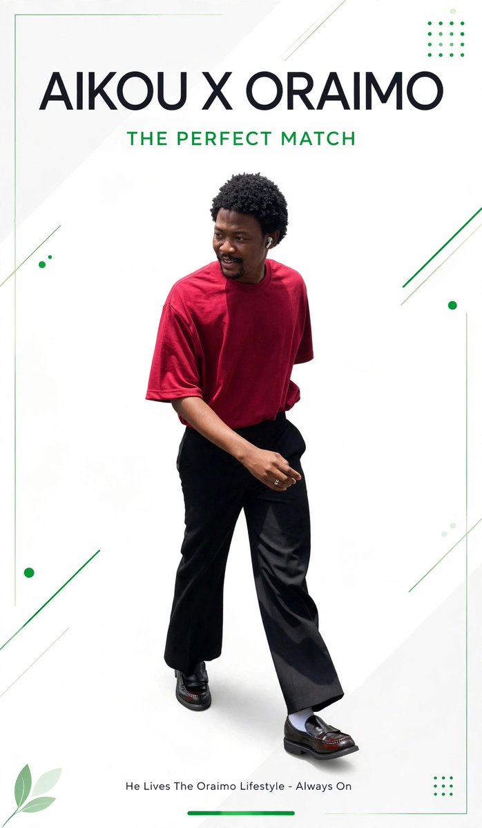 bob_natash74895's tweet photo. @oraimo @oraimoclub You need to see this! 👀
 Meet AIKOU 💚
 your perfect ambassador is here! 
 Look at Aikou - earpod always on, even on the move. He lives the Oraimo lifestyle for real. 
 His style is clean, his influence is REAL.
 Aikou x Oraimo needs to happen 
#oriamo https://t.co/Y54NFC0mPn