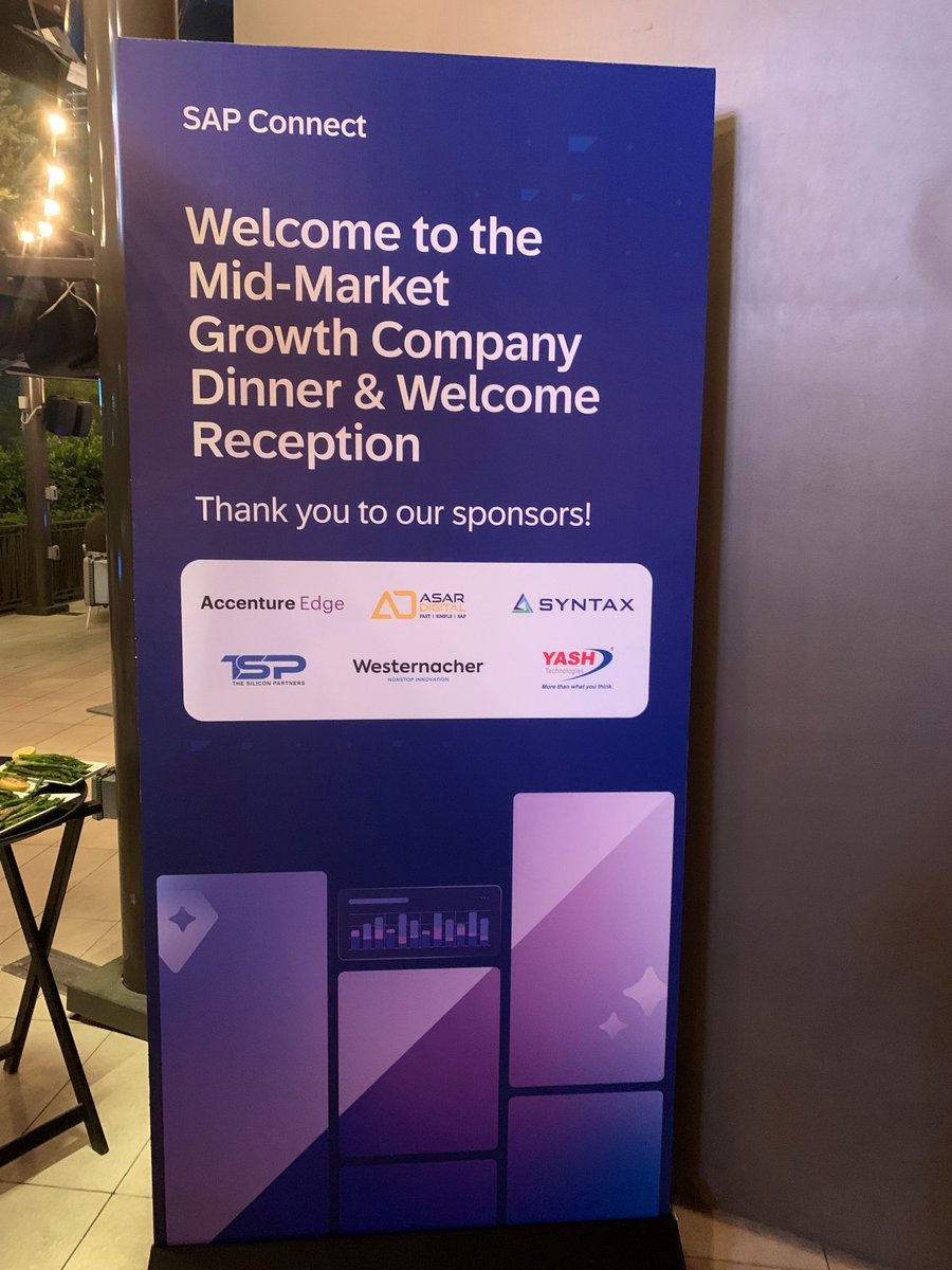 YASH_Tech's tweet photo. We're grateful to SAP for organizing a wonderful Mid-Market Growth Company Dinner & Welcome Reception at SAP Connect in Las Vegas. We appreciate the opportunity to be part of such an engaging evening with a select group of customers, partners, and industry leaders.

Thank you to everyone who joined us and contributed to the engaging discussions.

#YASHTechnologies #SAP #SAPConnect #LasVegas