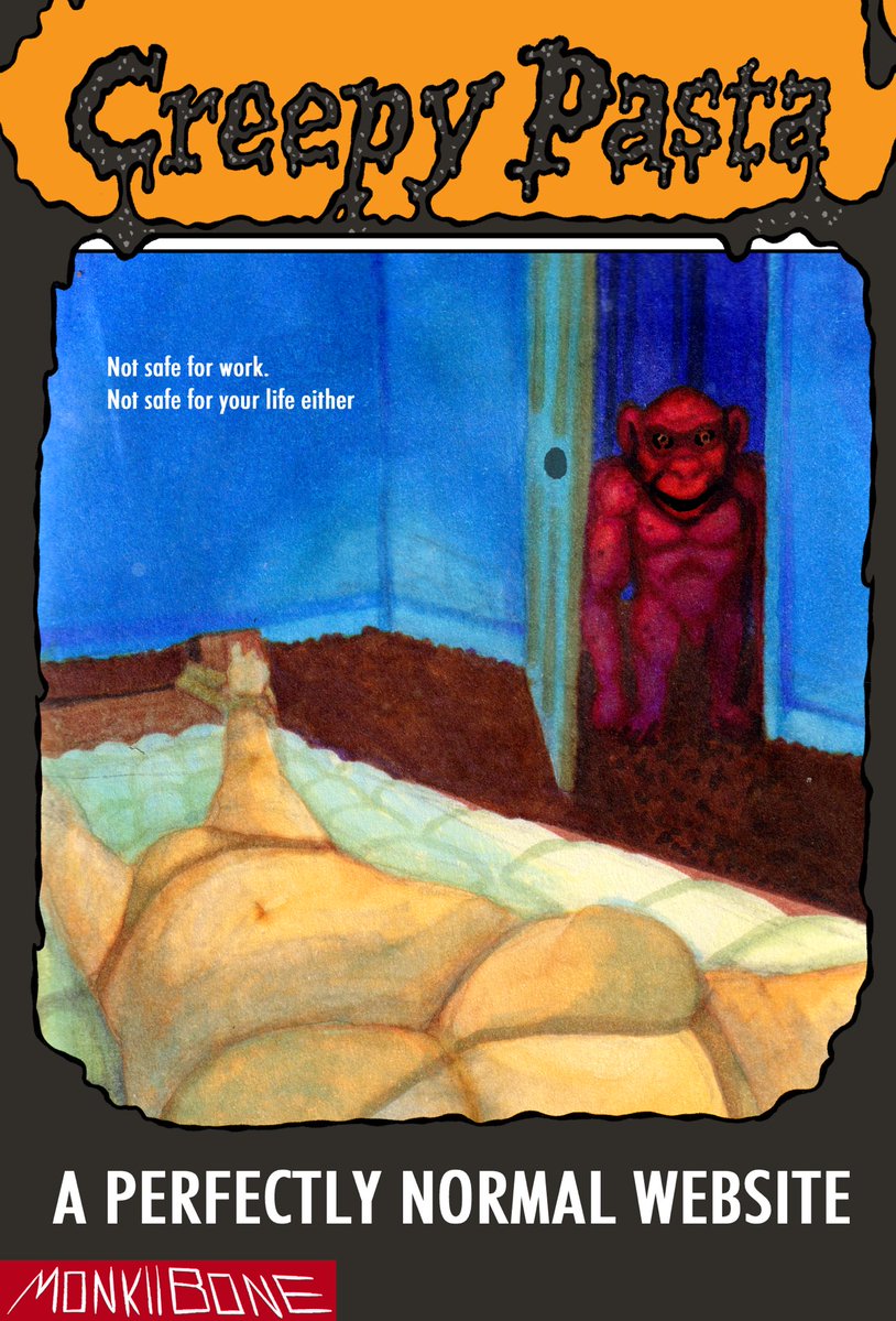 MonkiiBone's tweet photo. Creepypasta goosebumps cover series 

OK so NO MATTER how I approached this one, it was always gonna be somewhat lewd BUT i mean thats the nature of the story, and i think the ominous red ape scene stuck with me enough to come up with this framing, I hope u guys like this one https://t.co/DSHismXxMu
