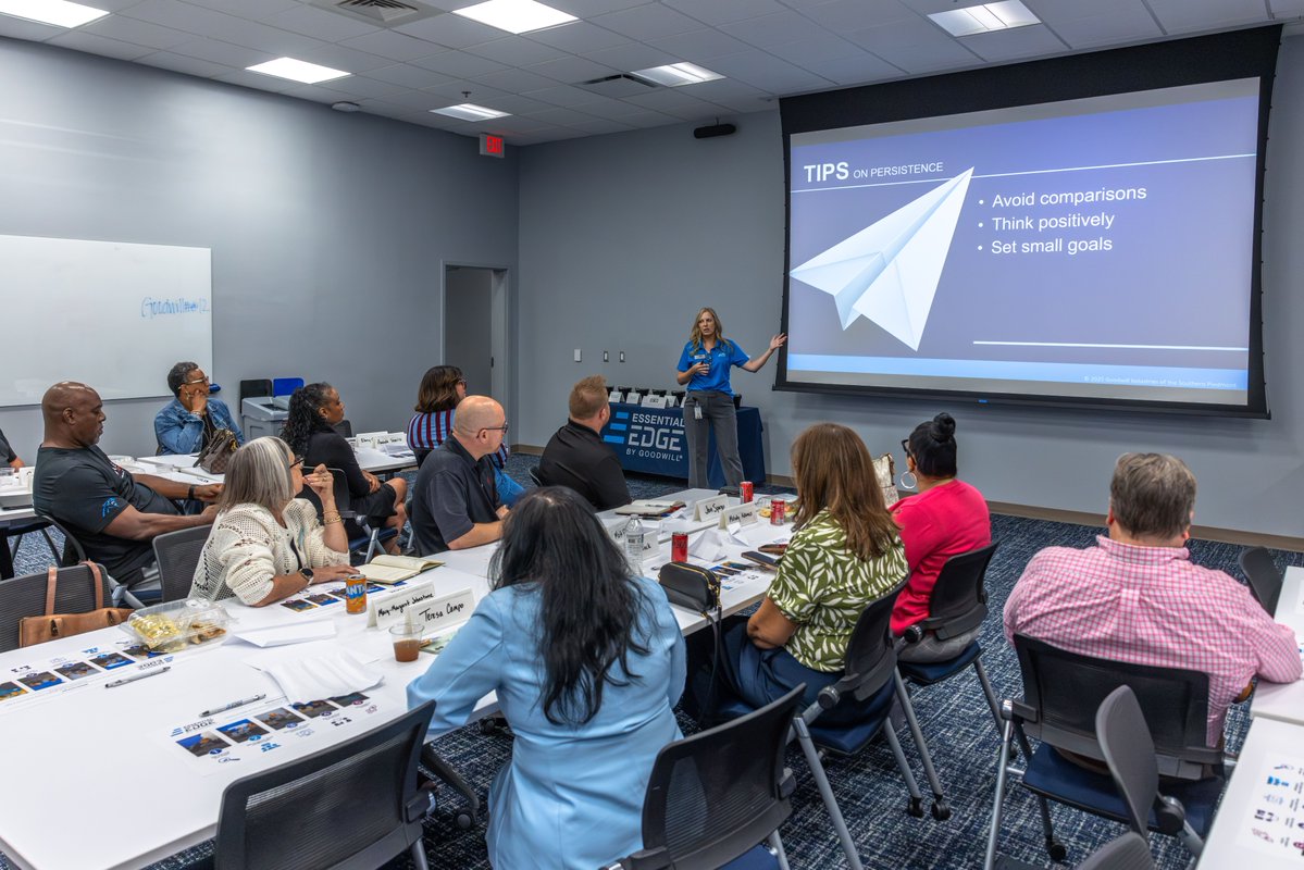 GoodwillSP's tweet photo. Recently, we brought professionals from across our community together for Essential Edge Live, a firsthand look at Goodwill’s professional development program. Thank you to everyone who joined us to connect, learn, and invest in their growth. 

Learn more at: https://t.co/67xB5MNlA0