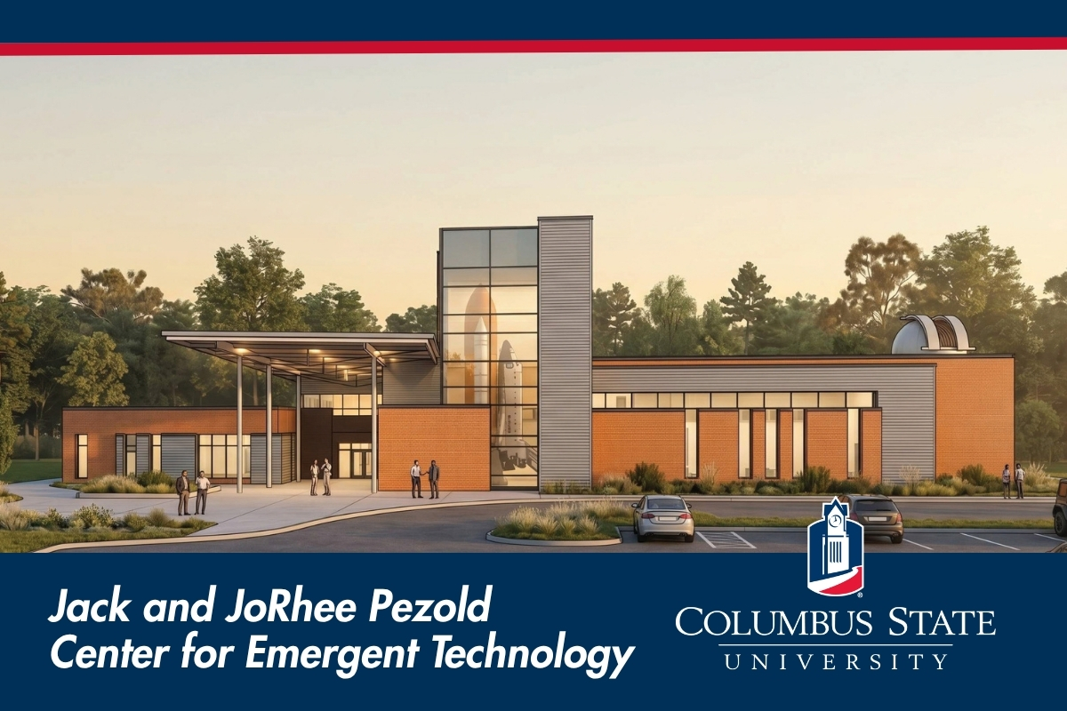 ColumbusState's tweet photo. A new era begins at Columbus State! In 2027, we’ll break ground on the Jack and JoRhee Pezold Center for Emergent Technology—a 36,000 ft2 hub for STEM and workforce growth. Thanks to the Pezolds’ $6 million Pezold gift, we’re shaping Georgia’s future.

https://t.co/jb4gdl8HmT https://t.co/7SivNBwE58