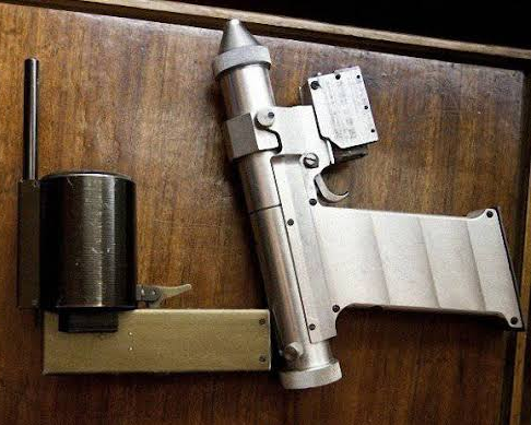 spycraft101's tweet photo. The Soviet Union developed laser pistols in the 1980s for use by their cosmonauts to disable American spy satellites in orbit.

In 1971 the Soviet government saw development of the American space shuttle as a vehicle intended to capture spy satellites out of orbit or even to carry a nuclear warhead into space in order to bomb Moscow with no warning. Soviet scientists immediately began developing countermeasures to this perceived weaponization of near space by the United States.

Scientists at the Military Academy of the Strategic Missile Forces in Moscow designed and tested two different pistols. Initial requirements were for a laser that could burn through an American astronaut’s space suit, disable satellite optical instruments, and even function as a cauterizer for any wounds suffered by the cosmonauts. They created a prototype which met these requirements using a fiber optic cable as a laser resonator but was several meters long. What was needed was a pistol-sized weapon that could be used within the confines of one of the planned Salyut space battle stations.

The first pistol design partially met this need by winding the fiber optic cable around a spool to reduce its overall length and developing one-time-use flash lamps the size and shape of 10mm bullets. The flash lamps were filled with zirconium foil and pure oxygen and ignited by a tungsten-rhenium filament, producing a 10-millisecond flash of light that generated up to five joules of energy on target. The breech of the pistol tilted up to expel the used flash lamp, and the next one was loaded from the 8-shot magazine in the grip via a bolt action lever.

The laser could be safely fired through the windows of Soviet spacecraft when targeting American optical instruments. The second design was a semiautomatic pistol which held six flash lamps in a revolving cylinder, allowing for faster follow-up shots.

There is no record of either pistol ever making it into orbit with Soviet cosmonauts and the project was shelved in 1989. It was not revealed to the world until 2011.

#cosmonaut #space #laser #ussr #coldwar