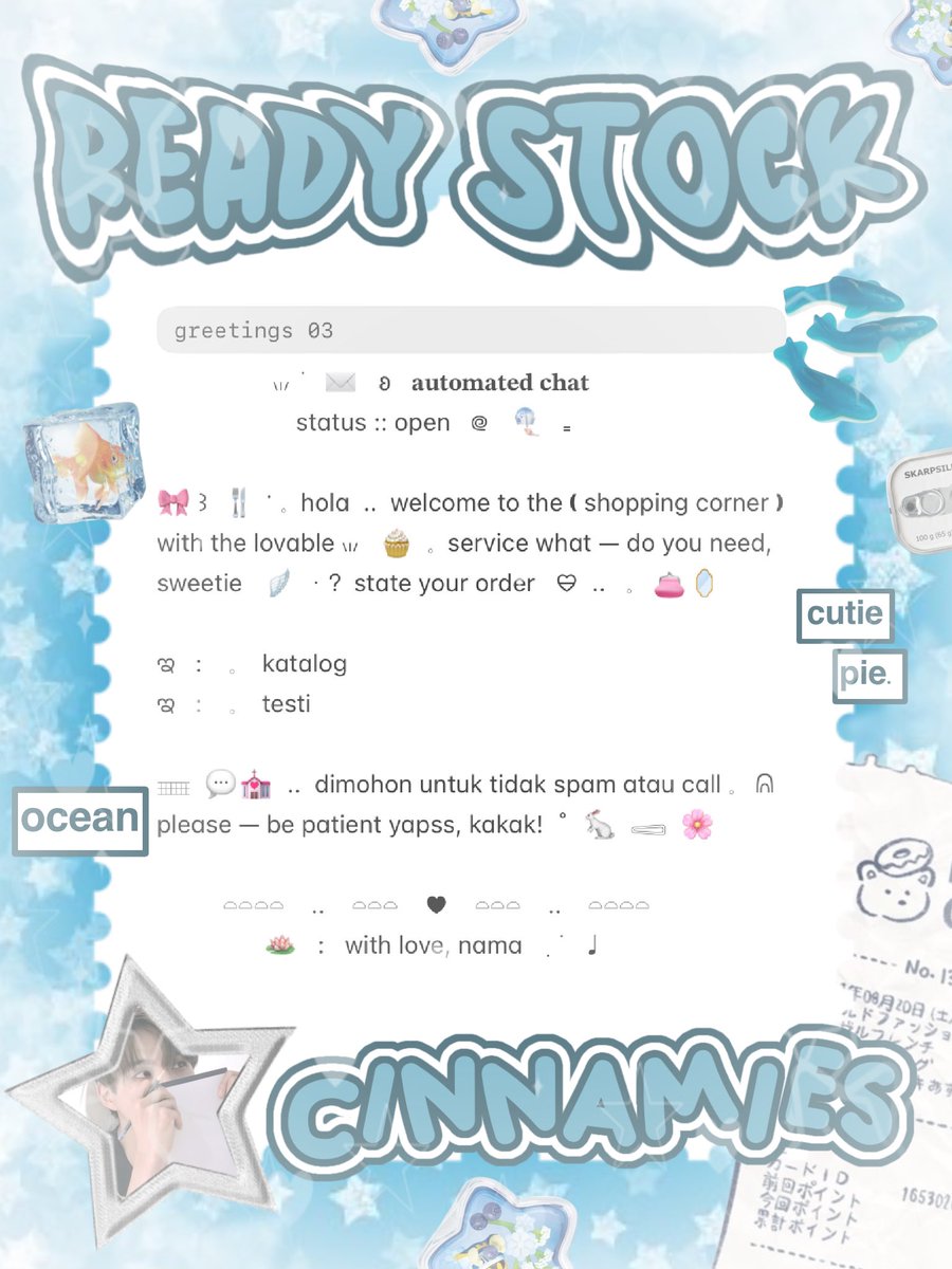 cinnyamies's tweet photo. ╭┈  ֹ   help repost? thankies, sweetie 🐳

{ II } ׁ ๑ 🪽.. haii, timan — timun ?! naka punya wording ready stock nih 𓏏𓏏 ִ ⊹ greetings 6.500/ea 𖢷 ׅ  ࣪  ⸝⸝ 💧🦴 yuk, ping chat:ie aku &amp;. take sekarang juga 𓈒˚ >___^

#bealanja https://t.co/Nv7nSq1vkB