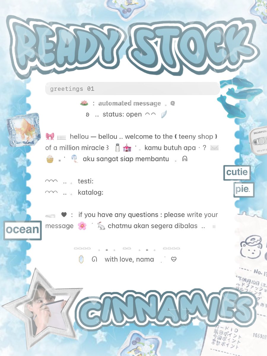 cinnyamies's tweet photo. ╭┈  ֹ   help repost? thankies, sweetie 🐳

{ II } ׁ ๑ 🪽.. haii, timan — timun ?! naka punya wording ready stock nih 𓏏𓏏 ִ ⊹ greetings 6.500/ea 𖢷 ׅ  ࣪  ⸝⸝ 💧🦴 yuk, ping chat:ie aku &amp;. take sekarang juga 𓈒˚ >___^

#bealanja https://t.co/Nv7nSq1vkB