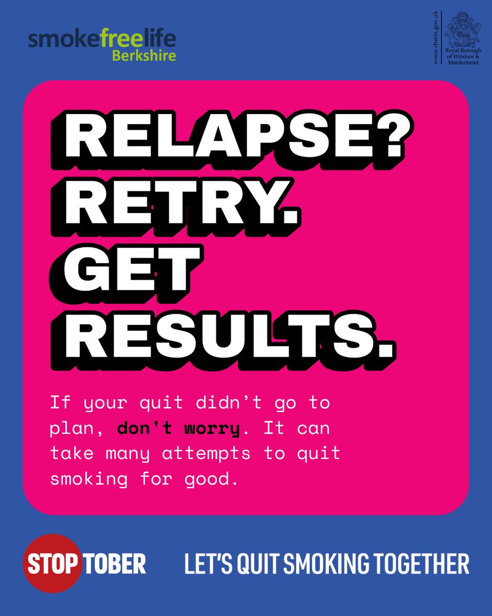 RBWM's tweet photo. 💚The smoke-free days you've already achieved still count.
Get back on track with free personalised support.
👉Self-refer here https://t.co/GpyCvGphGy https://t.co/2Gm6BMvzRx