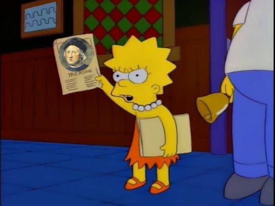SoySimpsonito's tweet photo. ¡Cristobal Colón fue sólo un perverso y sanguinario pirata que odiaba a este continente!
#12DeOctubre #DiadelaRaza 
#DiadelaHispanidad https://t.co/gYDMaRQgpN