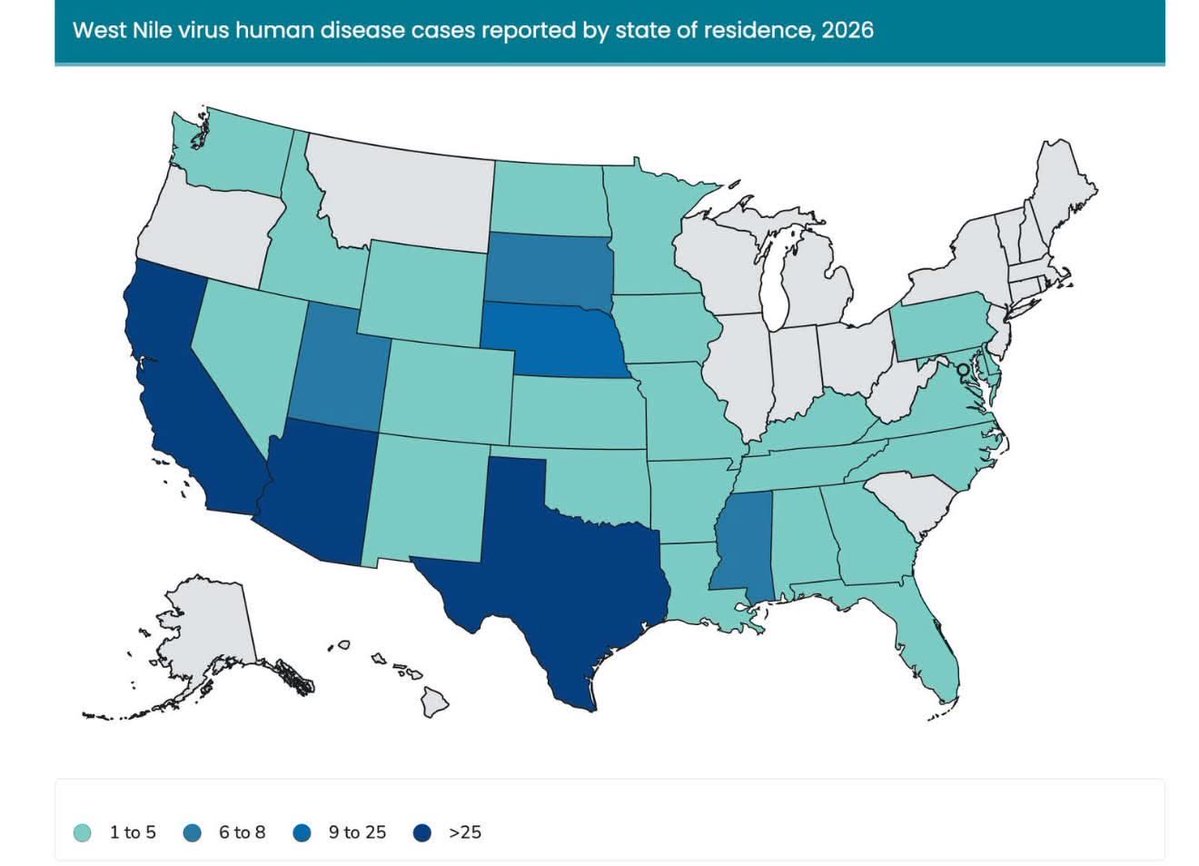 AveMariaBiotech's tweet photo. West Nile Virus Is Spreading Across the Country

Los Angeles County has reported more than 180 cases this year—its highest total in nearly a decade. Protect yourself: use repellent and remove standing water.

#AveMariaBiotech #Biodetector #WestNileVirus #PublicHealth https://t.co/rURguKu8yA