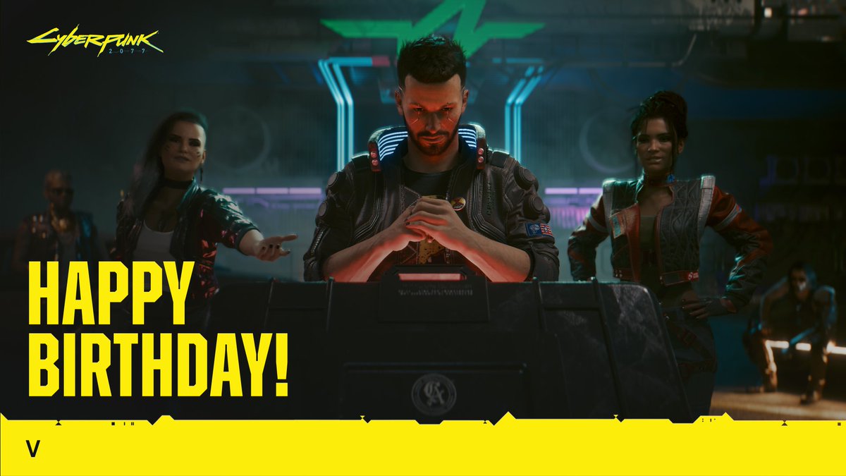 CyberpunkGame's tweet photo. To V , for every gig, every choice, and every impossible job survived. 

Happy birthday. 🎂 https://t.co/uc7yTHxEe5
