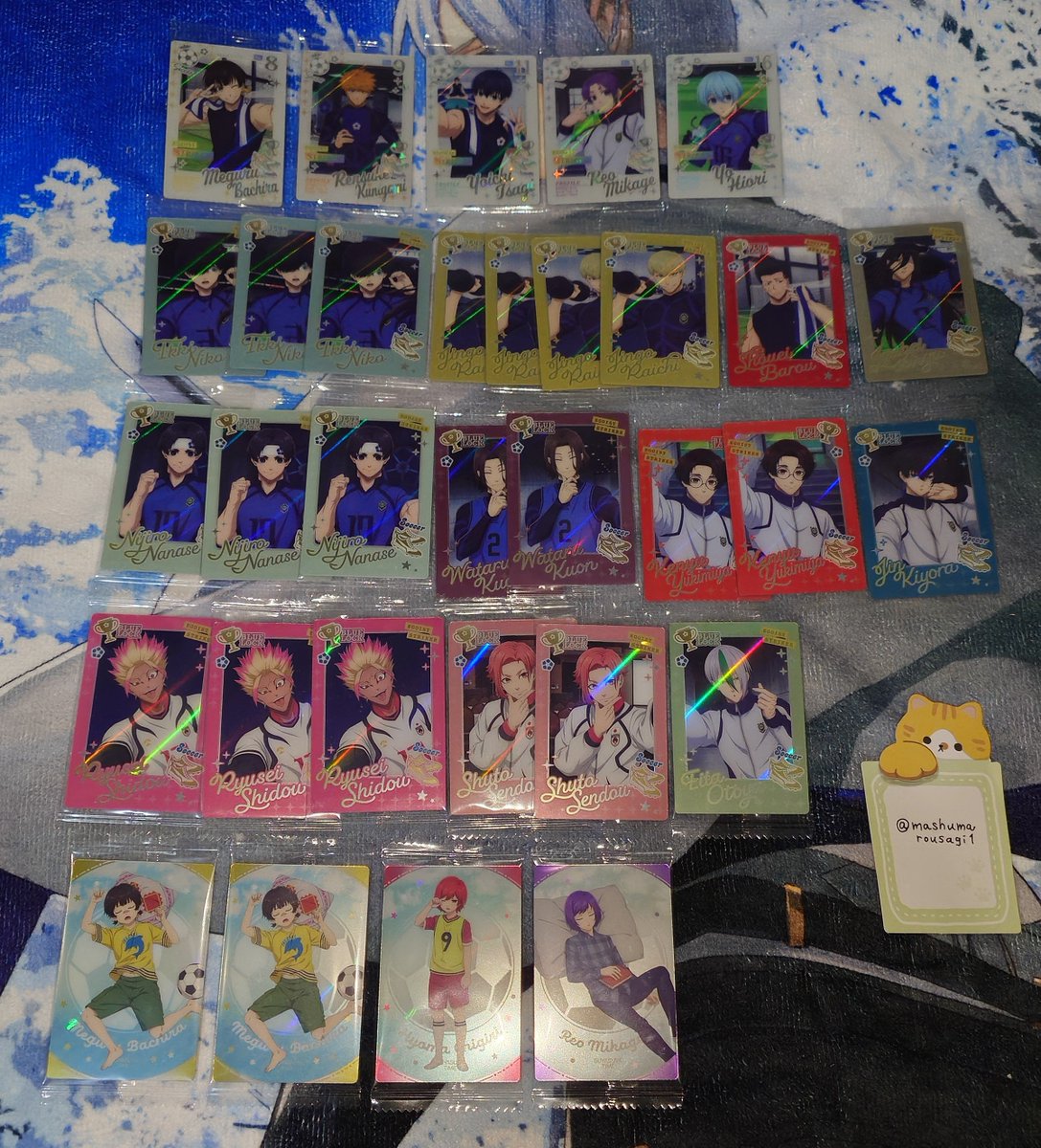 mashumarousagi1's tweet photo. 【交換】ブルーロック　ブルロ
ウエハース 6　ウエハースカード

譲)ER→蜂楽、國神、潔、玲王、氷織
　 E→二子、雷市、馬狼、蟻生、七星、久遠、雪宮、清羅、士道、閃堂、乙夜
 　O→蜂楽、千切、玲王

求)同種、異種　凛、凪

郵送での交換をお願い致します。
検索からでもお気軽にお声がけください https://t.co/bLQcM21w40