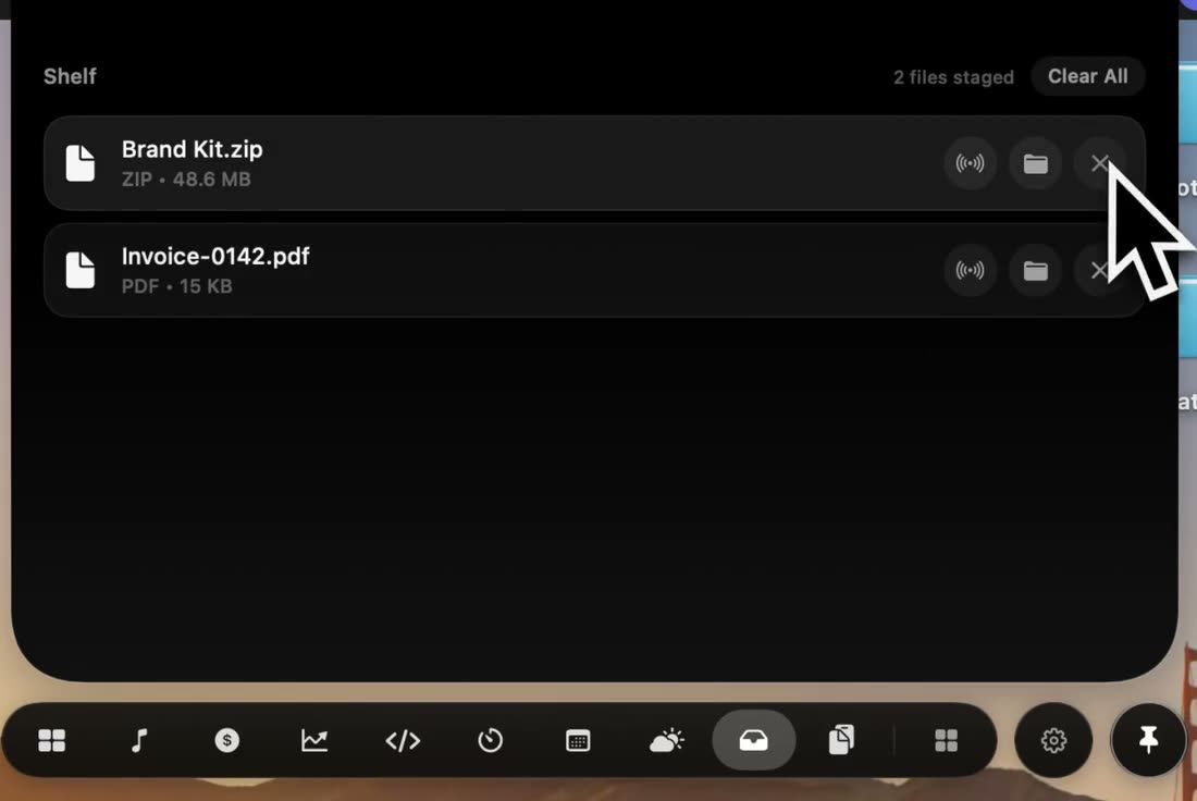 tejastelkar9's tweet photo. Dragging a file between apps? Park it in NotchPop's Drop Shelf, open the destination, then drag it out. AirDrop and local image conversion are there too. See the shelf:

https://t.co/6TqhfBth5u https://t.co/md7uT8WQDh
