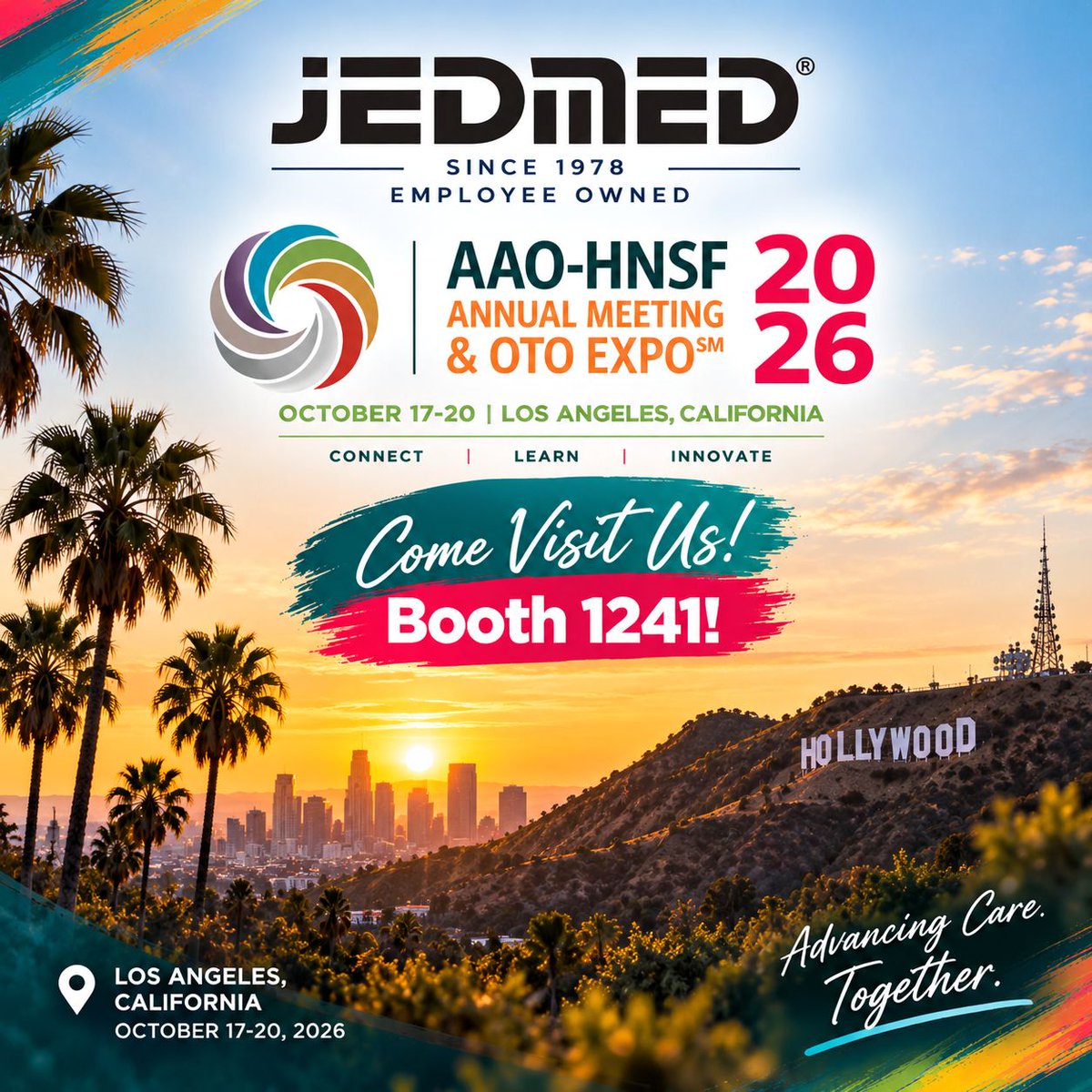 JEDMEDstl's tweet photo. π΄βοΈ Los Angeles, here we come!
JEDMED is excited to attend the AAO-HNSF 2026 Annual Meeting & OTO EXPO, October 17β20 in Los Angeles, California!
π Los Angeles, California
π
October 17β20, 2026
πΉ Come visit JEDMED at Booth 1241!
#AAOHNSF2026 #OTOEXPO #JEDMED #ENTAcademy https://t.co/8hjRFx3NDN