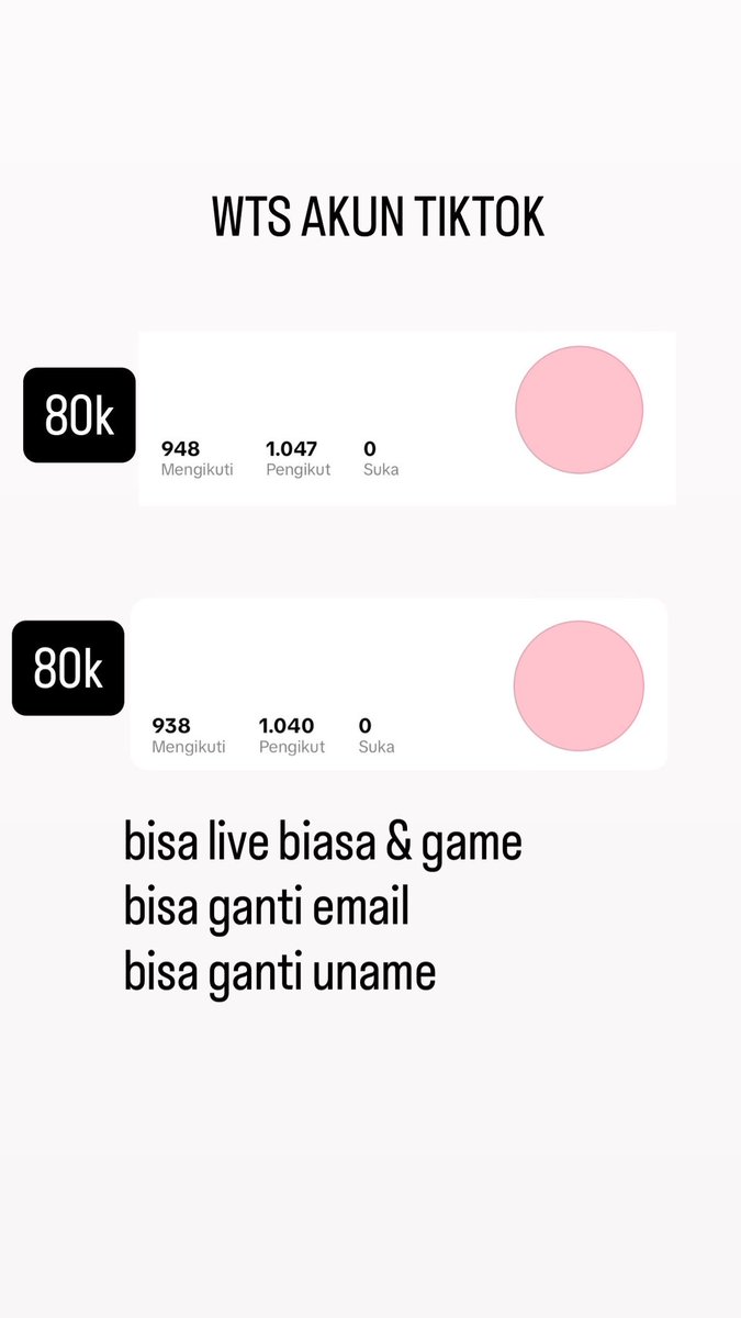 scojne's tweet photo. wts akun tiktok 1k folls murah bisa live #zonauangㅤ https://t.co/MnVkaG77CH