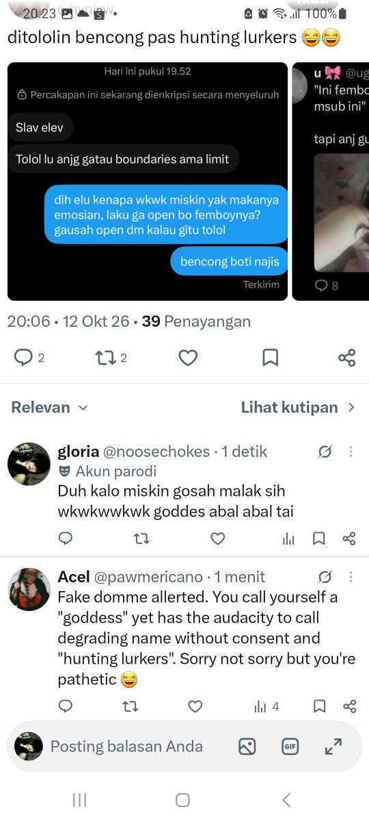 noosechokes's tweet photo. @hvnlyw kata gw kalo lu orang matre gausah jadi fake domme, katanya into bdsm tapi kok homophobic + kink shamming? Kacau ah https://t.co/yuZschqdyq