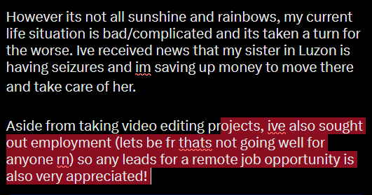 pec_trichor's tweet photo. !OPENING SLOTS FOR VIDEO EDITING COMMS! 
Sharing is very appreciated!!

Hi! Ive been inactive in the video editing scene for a while due to uni but ive graduated a few months ago
and ive already worked on a video for @Cali_Calypso :3c https://t.co/HqWAb4Ir0T